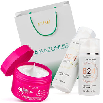 New Year Gift Brazilian Bondox Expert, pH maintenance Shampoo, Leave - in molecular hair mask - Nutree Cosmetics